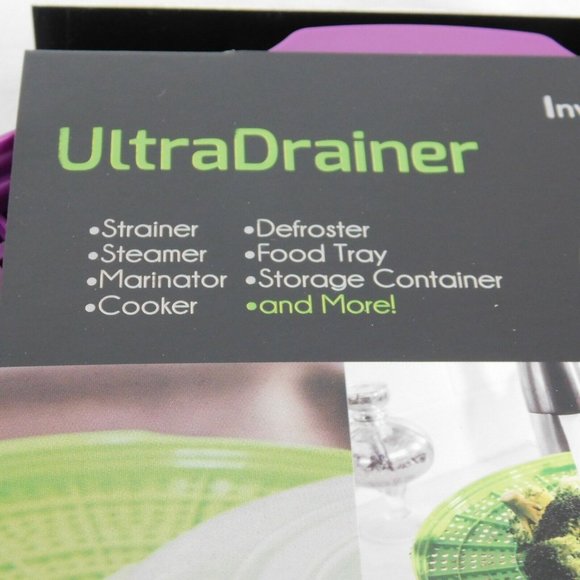 UltraDrainer Strainer Multi-Use Kitchen Tool Marinate Steam Cook Defrost Purple - Picture 2 of 12